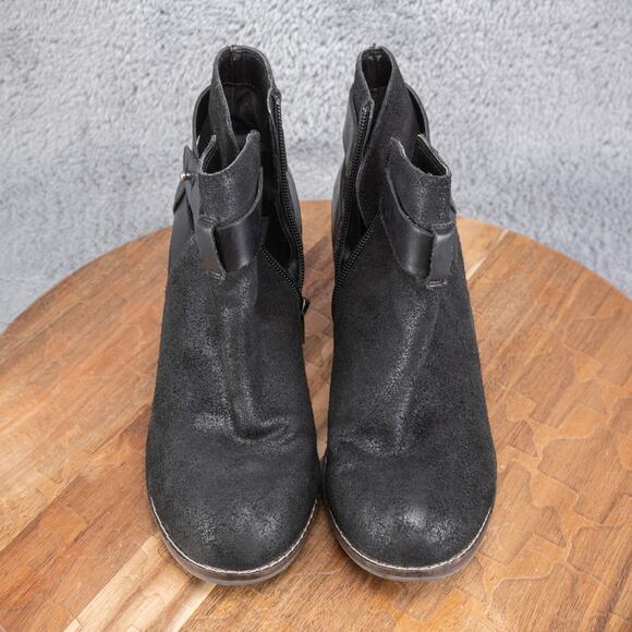 Dolce Vita Jaxen Black Suede Boots Sz 7.5 Leather Ankle Straps Bootie - Picture 2 of 6